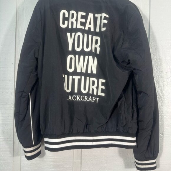 BlackCraft Create Your Own Future Double Zipper Bomber Jacket Size Large EUC - Picture 8 of 9